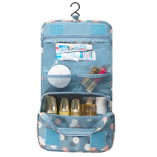 (Blue) Outdoor Travel Wash Bag Portable Waterproof Cosmetic Makeup Organizer Storage Bag With Hook