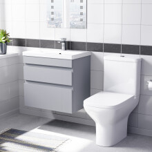 Nes Home Matte Grey 600mm Wall Hung Drawers Vanity Unit & Rimless Toilet Set