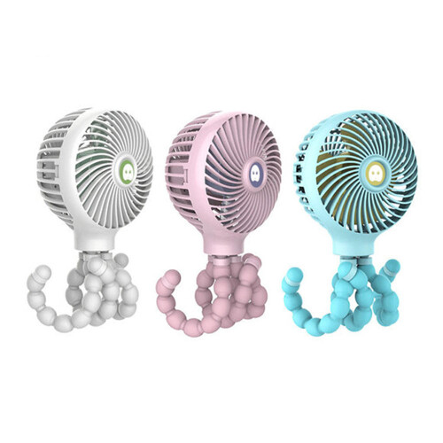 (Sky Blue) 8W 2200mAh Octopus Deformation Car Seat Back Dashboard Fan Round Type Protable 2