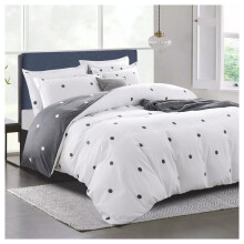 (King Duvet Cover Set, White & Grey Dotted) Printed Duvet Cover Floral Bedding Set Single Double King Reversible Quilt Covers