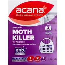 Acana Hanging Moth Killer & Freshener, 4 Pack - Lavender Fragrance, Natural Oils - For Wardrobes - Protects Clothing & Bedding - Each Lasts 6 Months