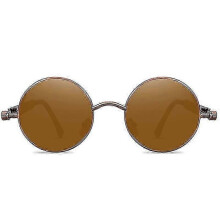 (Brown Frame Brown Lenses)MIMIGO Vintage Polarized Steampunk Sunglasses Mens Round Sun Glasses Stylish
