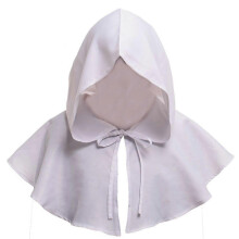 (white)Medieval Renaissance Priest Hooded Cape Short Cloak Mantle Hat Cosplay Costume,Stage costume,Multicolor