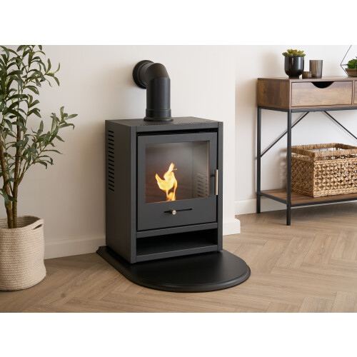 Adam Adam Double Sided Curved Stove Hearth in Black 1