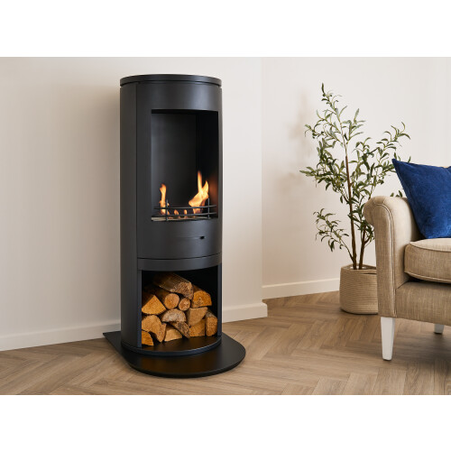 Adam Adam Double Sided Curved Stove Hearth in Black 2