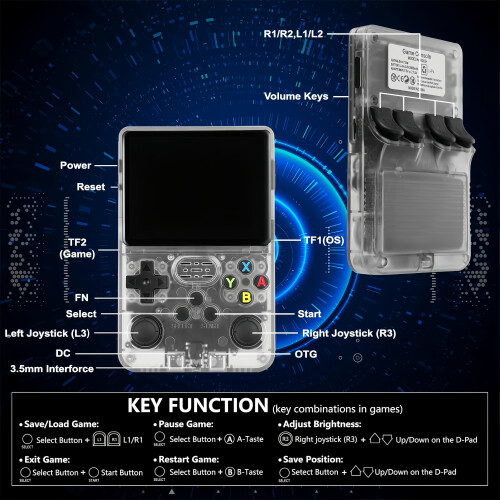 R36S Handheld Game Console Portable Retro Arcade Game Nostalgia Black 1