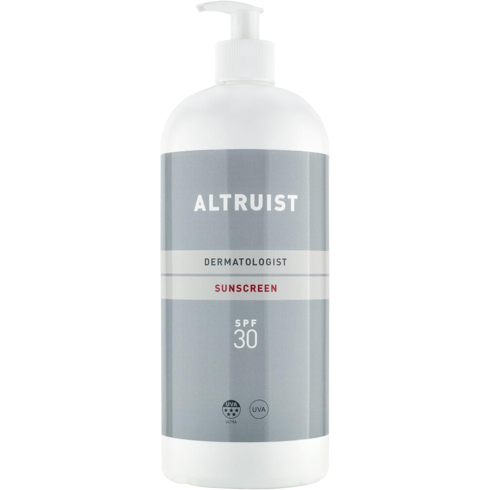 ALTRUIST. Dermatologist Sunscreen SPF 30 Superior 5-star UVA protection by Dr Andrew Birnie, suitable for sensitive skin 1 Litre
