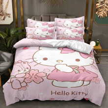 (Style 8, 200*200 three-piece set) New three-piece set hello kitty series digital printing kit bedding