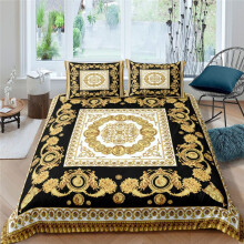 (Style 2, 173*218 Two-piece set) New three-piece set 3D digital printed bedding gold lion print quilt cover European and American bedding set