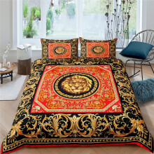 (Style 1, 200*230 three-piece set) New three-piece set 3D digital printed bedding gold lion print quilt cover European and American bedding set