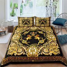 (Style 3, 160*220 Two-piece Set) New three-piece set 3D digital printed bedding gold lion print quilt cover European and American bedding set
