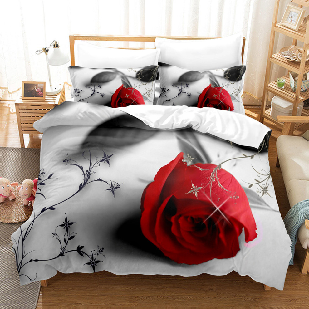 (2, 135*200 Two-piece Set) New 3D digital printed bedding three-piece set of floral rose series quilt cover home textile sheet set-image-OPC-PGP2DJ9-NEW