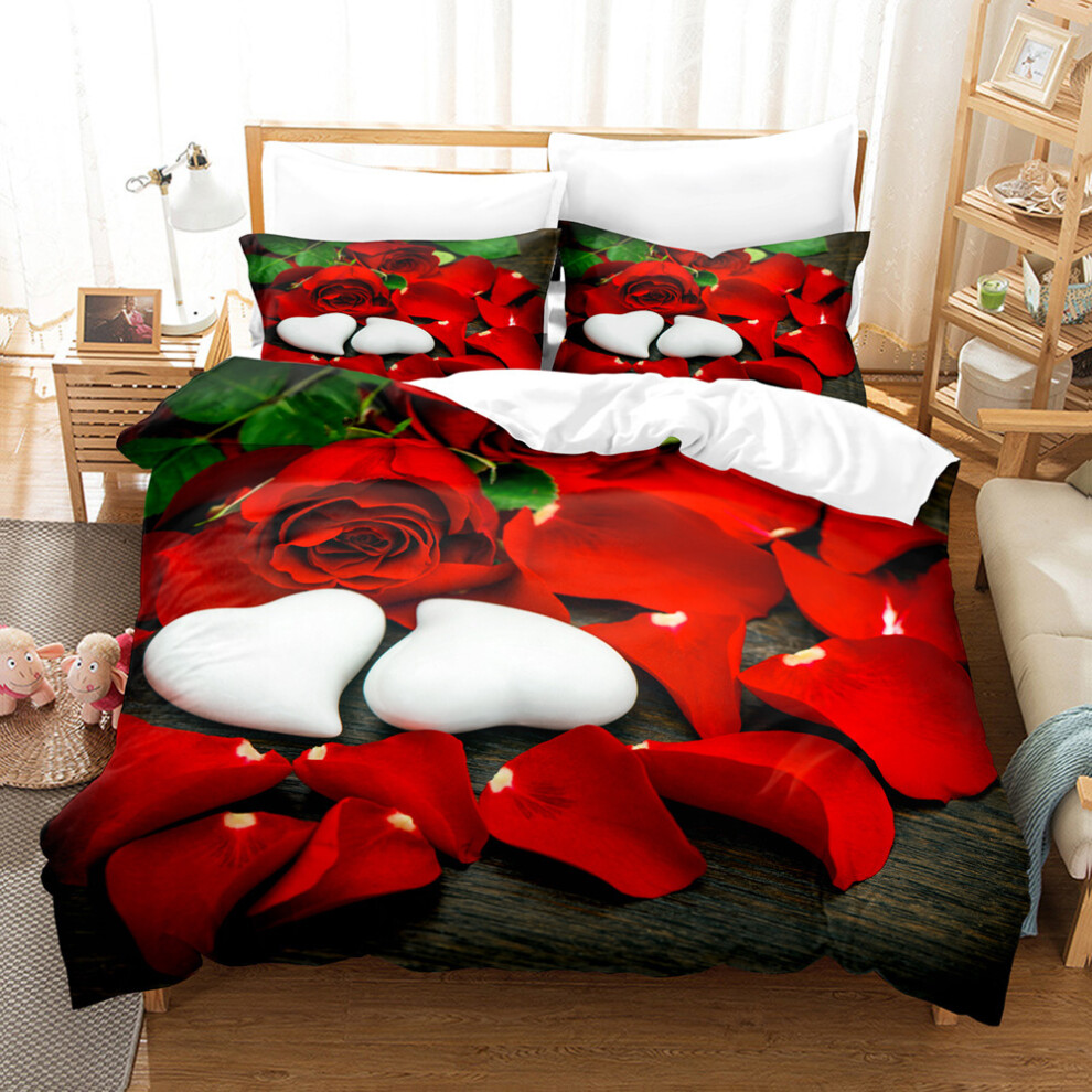 (11, 210*210 three-piece set) New 3D digital printed bedding three-piece set of floral rose series quilt cover home textile sheet set-image-OPC-PGP2DDX-NEW