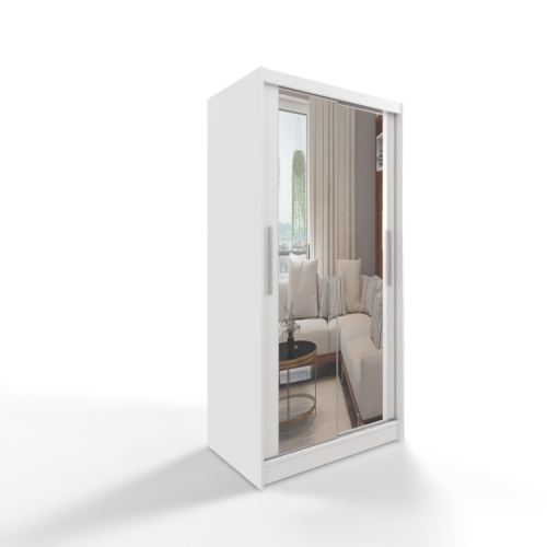 Gaba Sliding Door Wardrobe 100cm Full White