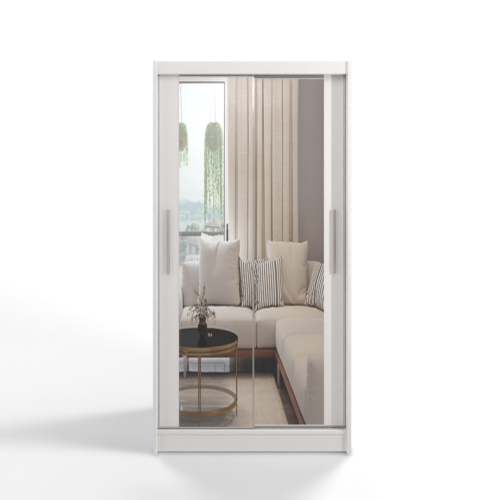 Gaba Sliding Door Wardrobe 100cm Full White 1