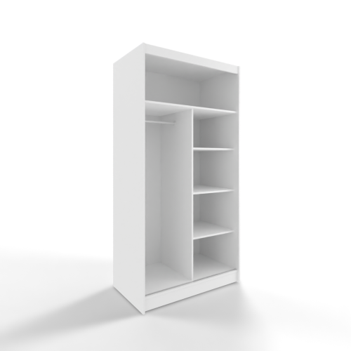 Gaba Sliding Door Wardrobe 100cm Full White 2