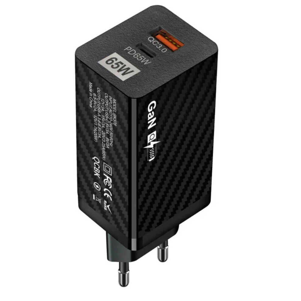 (White) 65W Dual Port Eu Wall Charger - Usb-A & Usb-C, Fireproof, Fast Charging, Compact Design For Home & Travel White 1138392768877