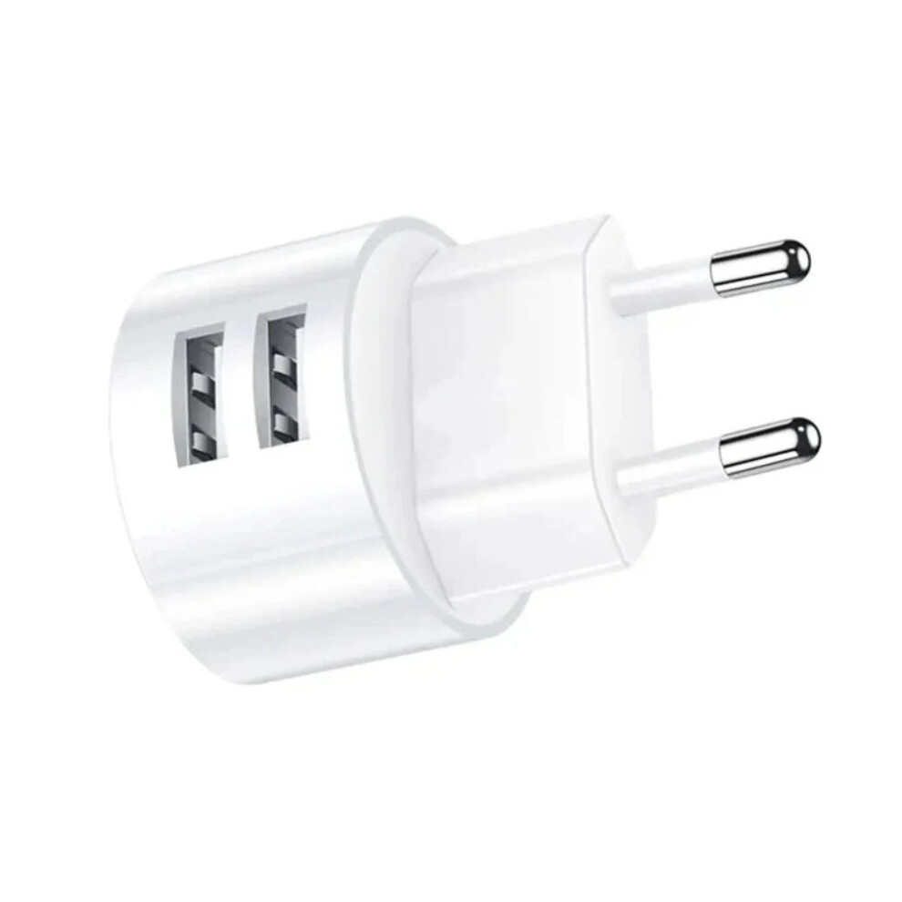 Dual Port Fast Charger, 5V-2.1A, Compact & Lightweight, Abs, Safe For Mobile Phones/Tablets, Us-Cc080 T20 Eu White 1138392769119