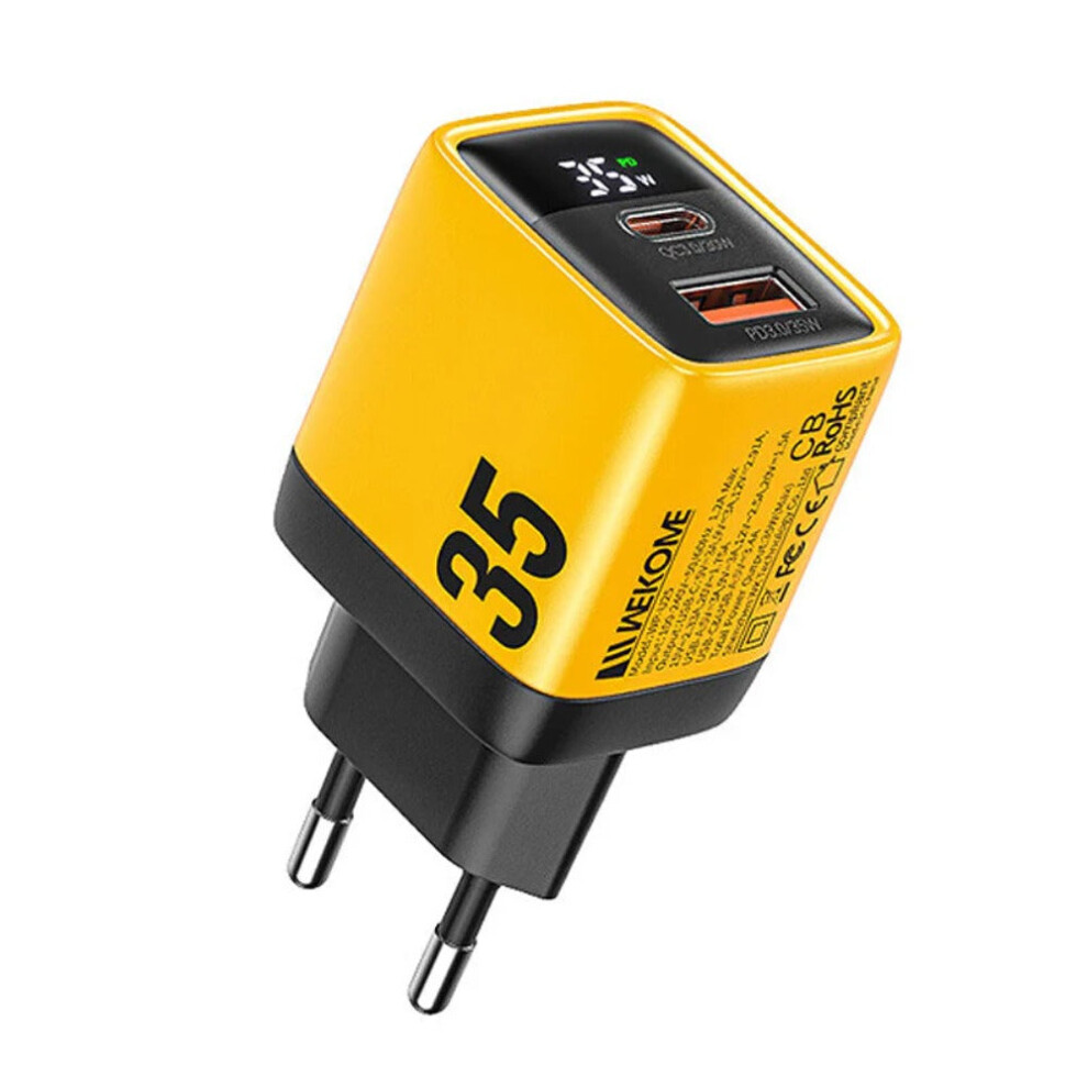 35W Fast Charger, USB-C & USB-A, EU Plug, Compact, Universal Compatibility, PD3.0 & QC 3.0, Yellow-image-OPC-PGP2FF5-NEW