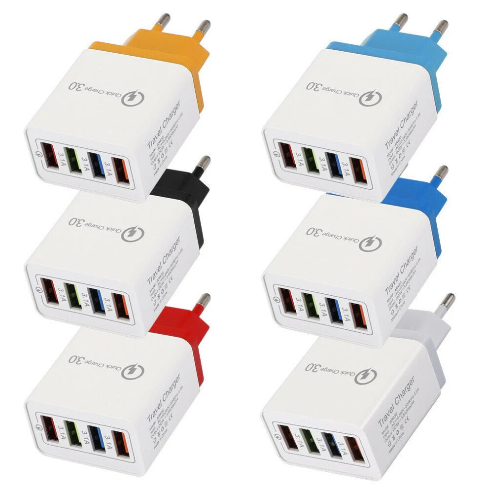 (&White) 3.1A 4-Port Usb Charger Eu Plug - Fast Charging For Mobile Phones & Tablets, Available In Multiple Colors Grey/White 1138392769300