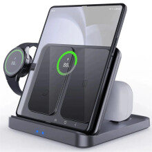 (For Samsung -Z fold) 15W Wireless Charging Station, 3-in-1 Fast Charger for Samsung Galaxy Fold, Earphones & Smartwatches, Type C Input, FOD Safe