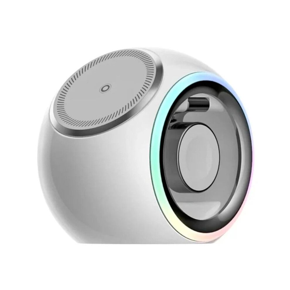 (Blue) 3-in-1 Wireless Charger for Phone, AirPods & Apple Watch - Capsule with 360 Rotation & Colorful Lighting, Safe Charging