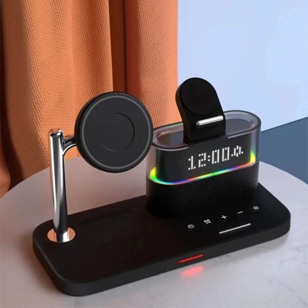 (White) Fast Wireless Charger Station - Black/White, Type-C, 9V/3A, 15W for Phones, 5W for Headphones, 1-3W for Smartwatches