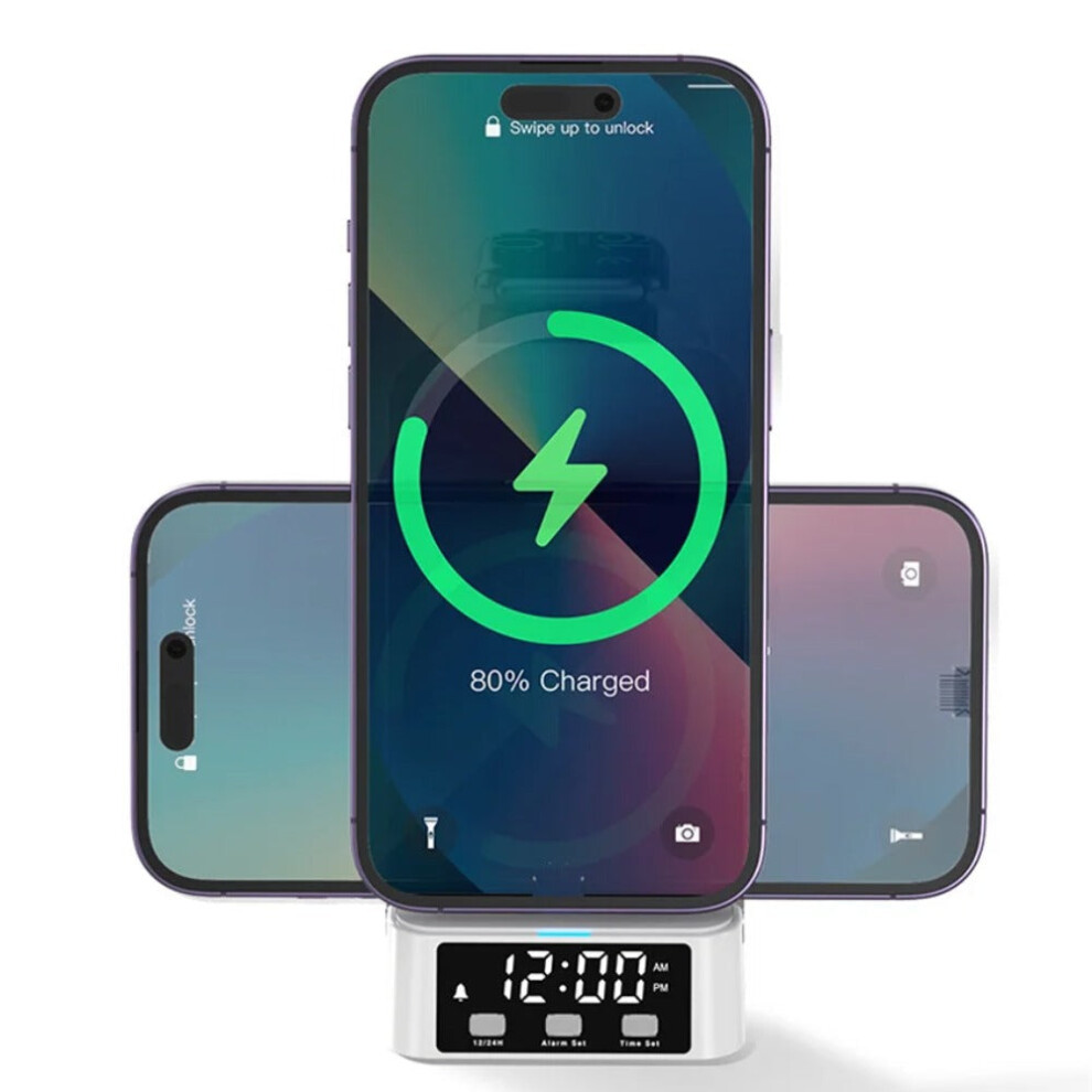 (White) A60 Wireless Charger - 5W/7.5W/10W/15W Fast Charging, 3W Earphone & 2W Smartwatch Output, Compact & Portable, 1M Cable White 1138392771983