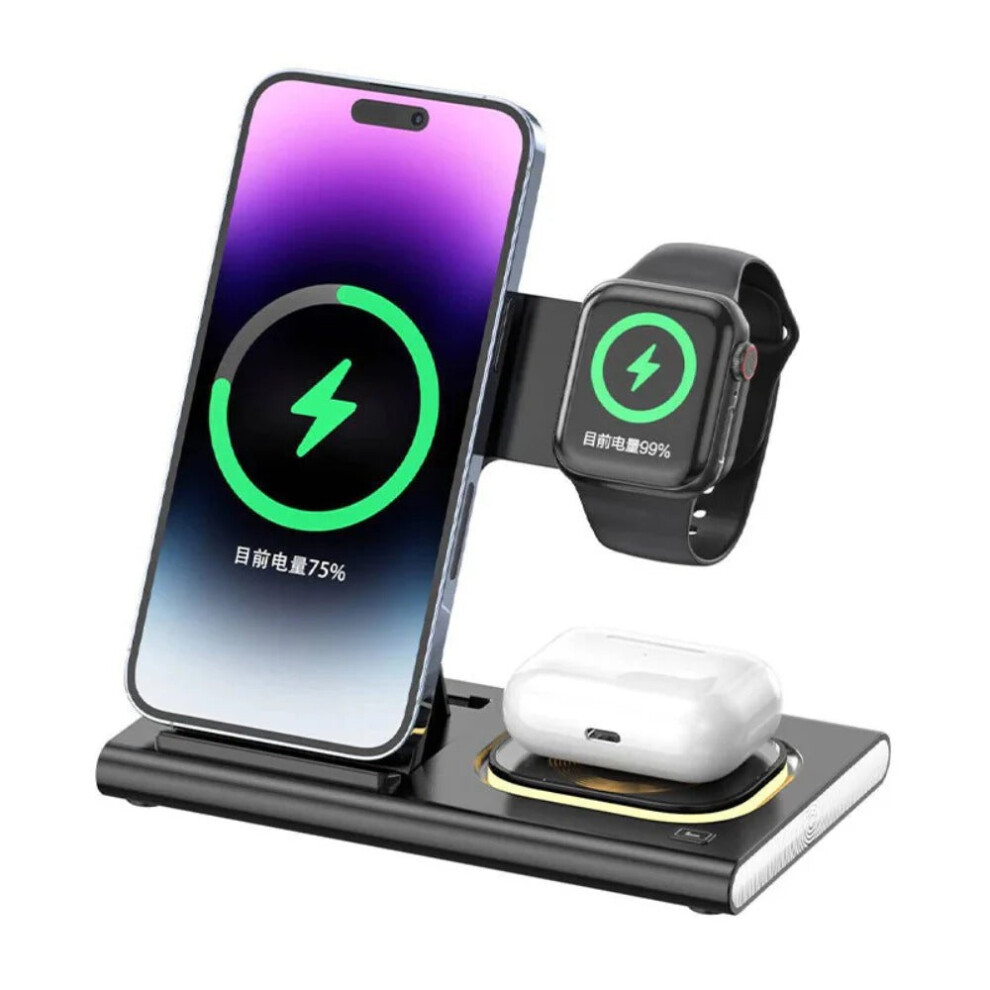 (White) A80 22W Wireless Charger for Phones, Earbuds & Smartwatches - Fast Charging, Multiple Outputs, Black/White