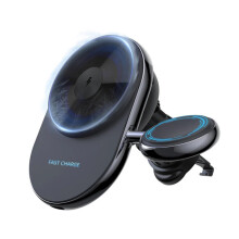 Wireless Car Charger Bracket S17 for iPhone & Apple Watch, 5W/10W/15W Fast Charging, Air Vent Mount, Black