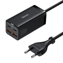 100W EU Plug Charger with 2 USB-A & 2 USB-C Ports, Fast Charging for Smartphones, Tablets, Laptops - Compact Design