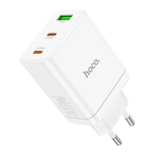 PD35W 3-Port USB PD Charger, White, 35W Max, EU Plug, Fire Retardant, Fast Charging for Type-C & USB-A Devices