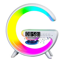 (Black, Without Battery) 15W Fast Wireless Charging Bedside Lamp with Bluetooth Speaker, 9 Light Modes, AUX & TF Card Support, Mini Size