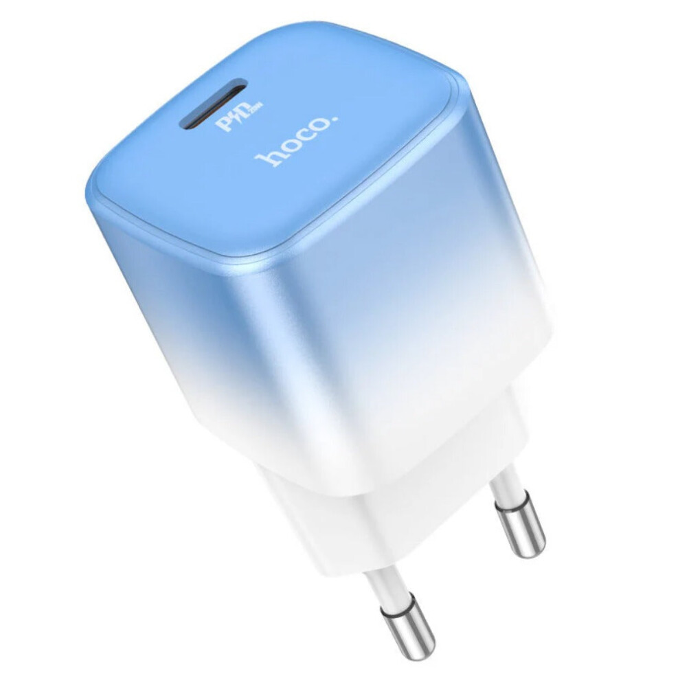 (Only Charger) 20W Type-C Fast Charging Wall Charger with 1m Cable for Mobile Phones & Tablets - EU Plug, Blue