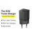 30W USB-C Charger EU Plug, Fast Charging, Compact Design, Multiple Output Options, PD Protocols, Black, 51.5x30.2mm 3