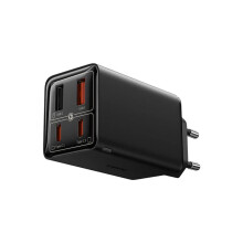 65W 4-Port EU Charger with 2 USB-A & 2 USB-C Ports, Fast Charging, Compact Design, Includes 1M Type-C Cable