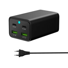 100W GaN PD Desktop Charger, Black, EU Plug, 2 USB-A & 2 USB-C Ports, Fast Charging for Phones, Tablets & Laptops