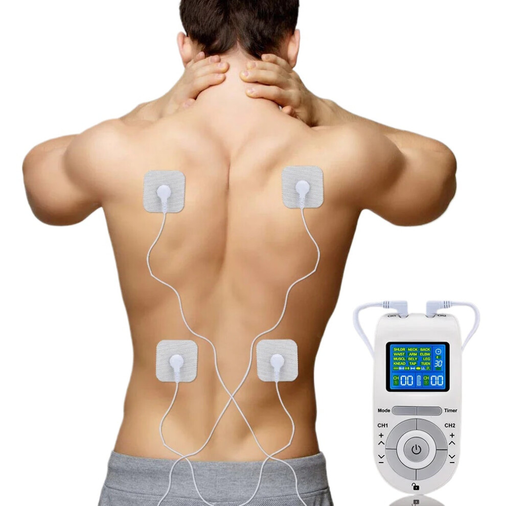 Greenzech 15 Modes Tens Ems Device For Pain Relief & Muscle Relaxation, Lcd Display, 2 Channels, Portable, Battery Operated
