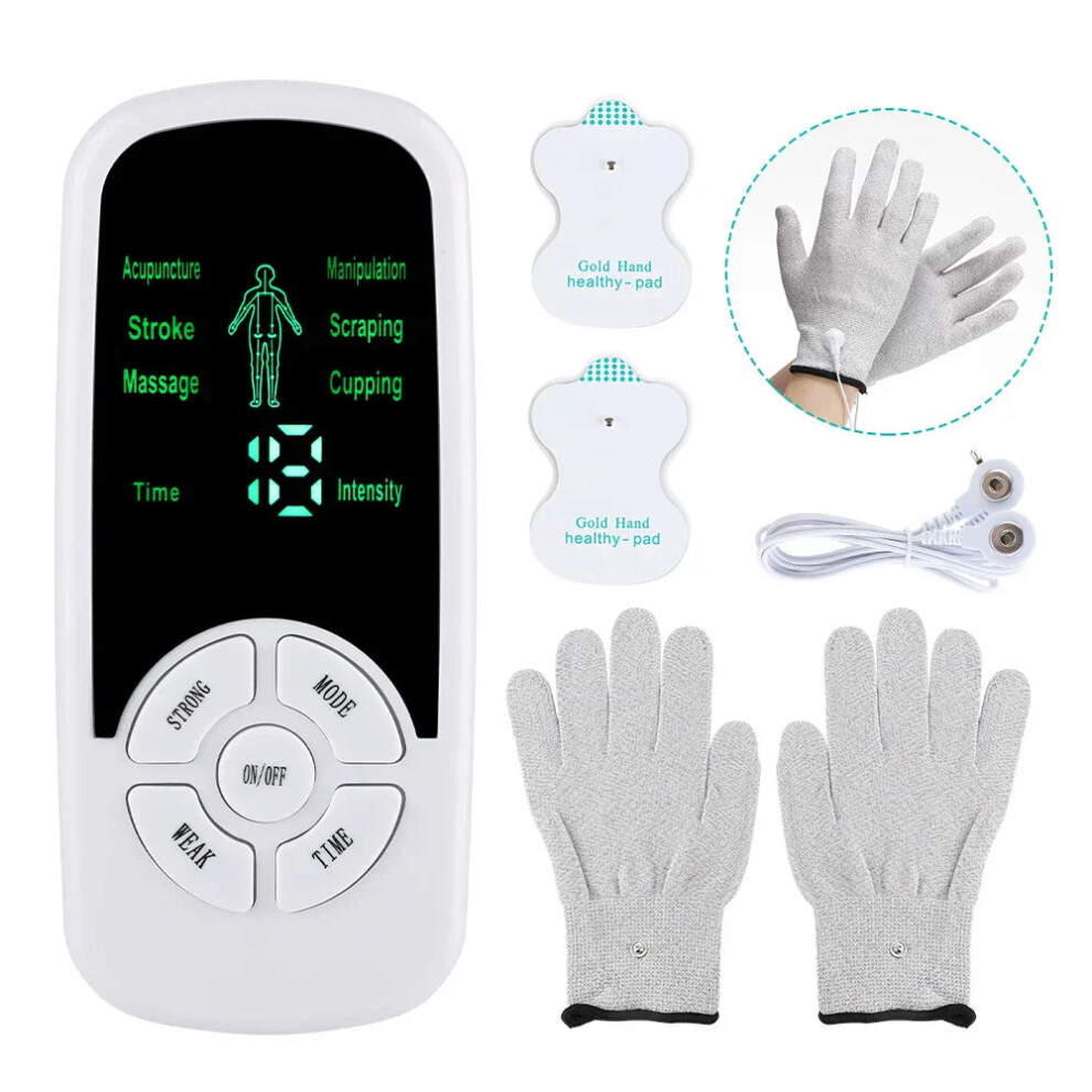 (Set with 20pcs pads) Portable Micro-Current Body Massager with 6 Modes, Adjustable Intensity, LCD Screen, Ideal for Travel and Relaxation