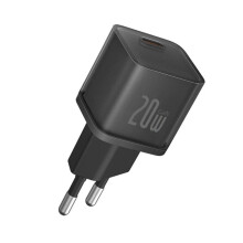 20W USB-C EU Charger, Compact Fast Charging, Universal Compatibility, Safe & Reliable, Black, 48.2x30.1mm
