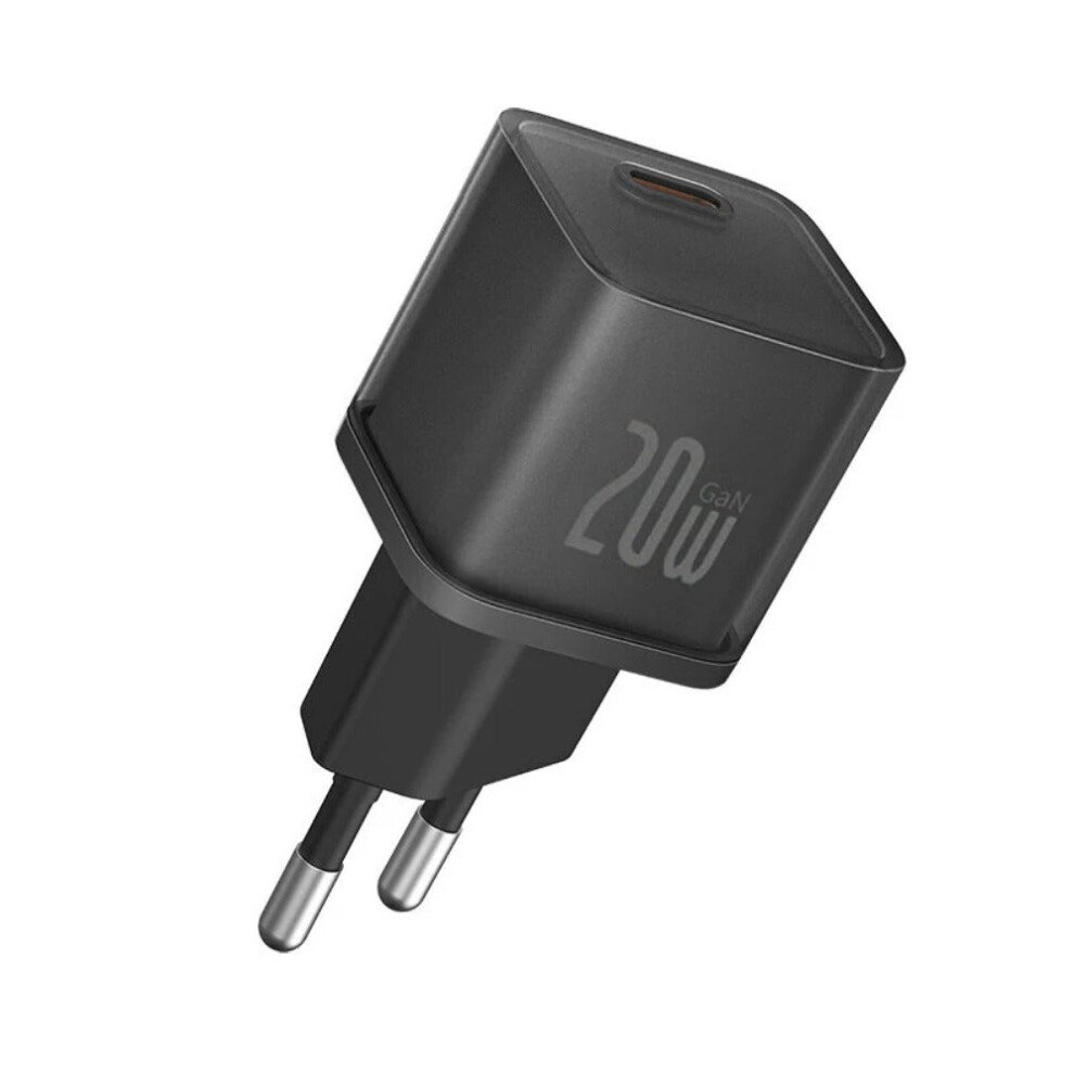 20W USB-C EU Charger, Compact Fast Charging, Universal Compatibility, Safe & Reliable, Black, 48.2x30.1mm