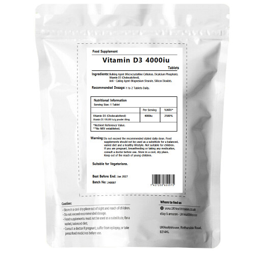Vitamin D 4000IU Tablets | 30 Vitamin D3 Supplements | High Strength 1