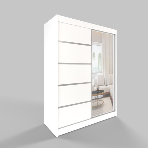 GABA C3 150 cm Sliding Door Wardrobe with Mirror Full White