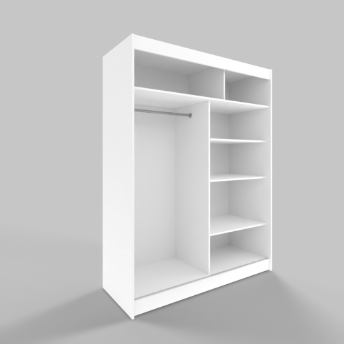 GABA C3 150 cm Sliding Door Wardrobe with Mirror Full White 1