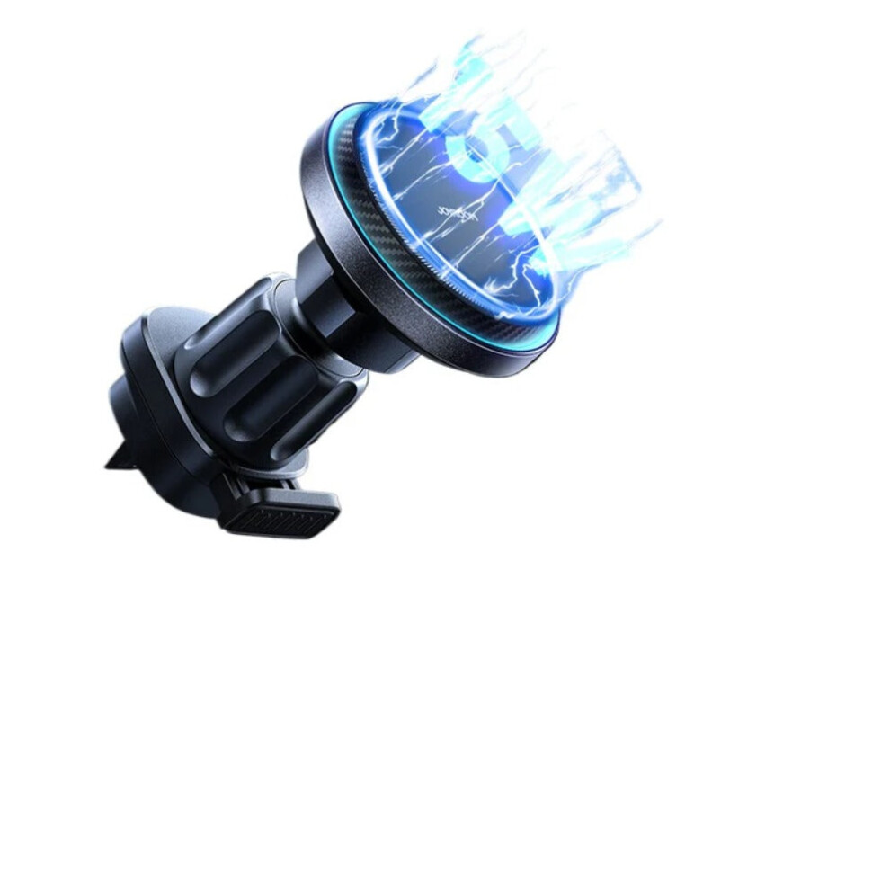 Magnetic Car Mount Charger with Cooling Fan, 15W Fast Wireless Charging for iPhone 15/14/13/12, Type-C Interface