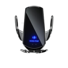 (Golden) Dual Mode Wireless Car Charger with Automatic Clamps, Fast Charging, Adjustable View, Compatible with Qi Phones