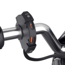 48W Waterproof USB-C Power Adapter for Motorcycles, ATVs - Dual Fast Charging Handlebar Mount Charger