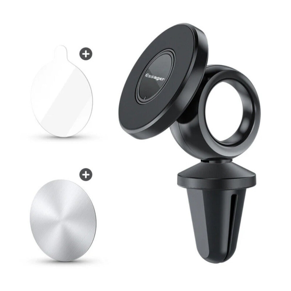 Magnetic Car Phone Holder with Multi-Angle Adjustment, Fits 4-6.7" Phones, Strong N52 Neodymium Magnet, Stick-on & Air Vent Type