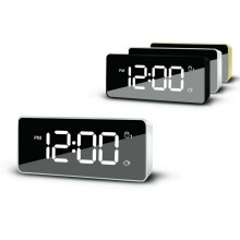 (Gold) Chargable LED 12/24H Alarm Clock Multifunction Backlight Adjustment with Dual Alarm Settings Snooze Alarm Clock Office Home Decorations