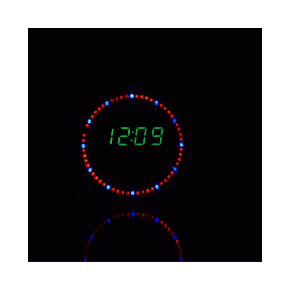(Red digital tube+ Red & Green LED with housing) Upgrade DIY EC1515B DS1302 Light Control Rotation LED Electronic Clock Kit Size 81x81x2mm